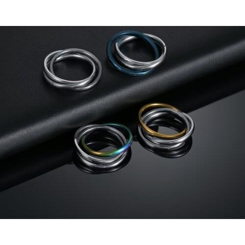 Fashion 3 wheel ring set stainless steel ring wedding engagement female finger jewelry