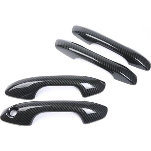 ABS Chrome Carbon Fiber Door Handle Cover Trims Car Decoration Exterior Accessories For Kia Rio 4 X-line 2017 2018 2019 Styling