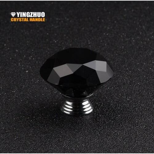 New Hot selling 5pcs 40mm Black Diamond Shape Crystal Cabinet Knob Cupboard Drawer Pull Handle