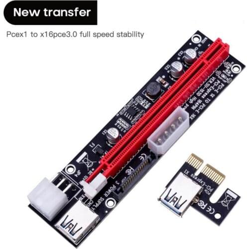 PCI-E Pcie Riser PCI E USB 3.0 Riser Express 1X 4x 8x 16x Extender 009S Adapter Card SATA GPU Dual 15pin To 6 Pin For BTC Miner