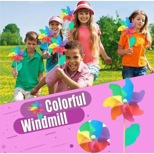 Plastic Windmill Pinwheel Wind Spinner Kids Toy Diy Multicolour Windmill Garden Lawn Windmill Decoration Outdoor Decoration