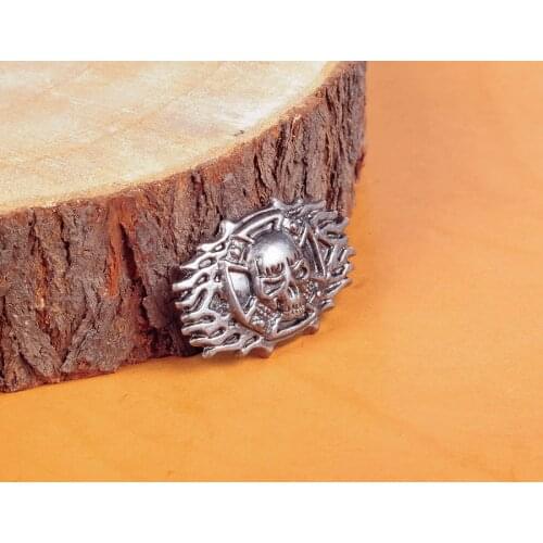 10PCS 46X29mm Biker Motocycle Punk Floral Fire Cross Skeleton Skull Conchos Belt Leathercraft Decorative Rivet back