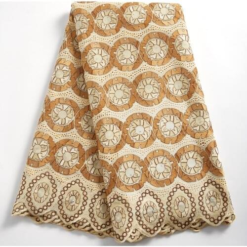 SJD LACE New Yellwo Flower African Fabric 2021 Swiss Voile Lace Sewing Accessories Nigeria Fabric For Women Wedding Dress A 2352