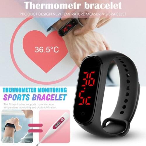 V8 Body Temperature Measurement Smart Watch Thermometer Bracelet Display Clock Time Hours For Men Women kids