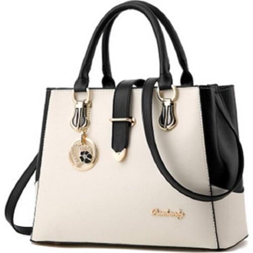 Girl Handbag Patchwork Shoulder Messenger Office Work PU Leather Women Bag Ladies Luxury Handbag Vintage Large Shoulder Bag