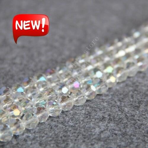 T8243 Charming 8mm Faceted White AB+ colorful glass Crystal beads!Fit For Making Bracelet&Necklace DIY Jewelry wholesale