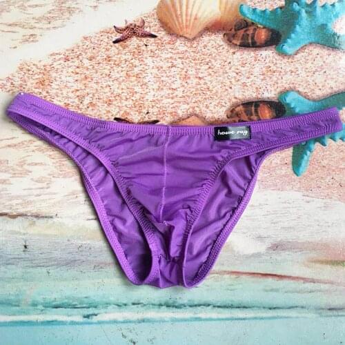 Men Ice Silk Underwear Solid Briefs Sexy Mens Low Waist Breathable Ice Silk Triangular Underwear Penis Pouch Erotic Lingerie