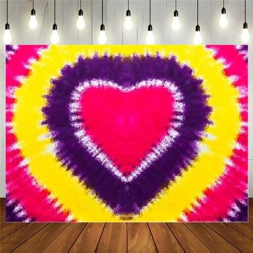 Heart Sign Tie Dye Abstract Rainbow Texture Photography Backdrop Wall Decoration For Living Room Dorm Vinyl Background
