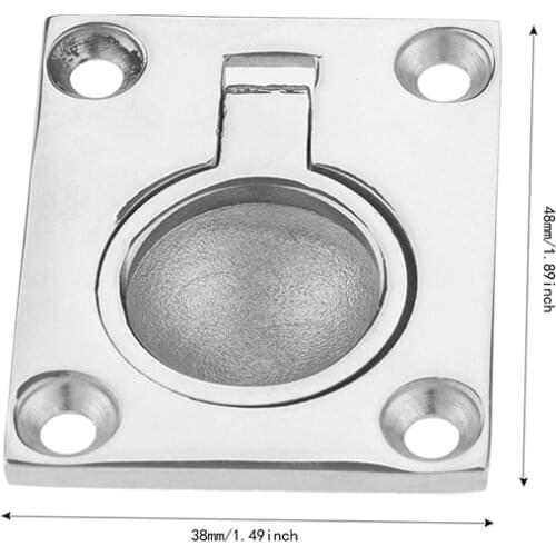 48 X 38mm Marine Rocker Hatch Latch Cabinet Embedded Mounting Ring Handle Ocean Surfing Hardware 316 Stainless Steel