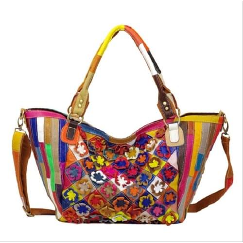 Hand Bags Women Casual Tote Hobos Bags Designer Cow Leather 2019 Woman Brand Business Handbags Patchwork Shoulder Crossbody Bags