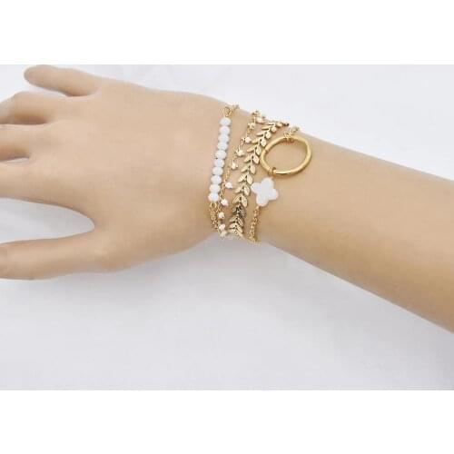 Vintage Gold Crystal Circle Arrow Bracelet for Women Bohemian Pink Opal Adjustable Charm Bracelet Jewelry Gift