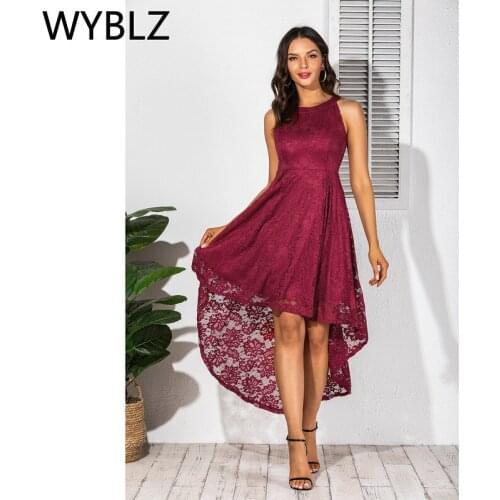 WYBLZ Evening Party Lace Long Dress Woman Summer Red Sexy Cocktail Midi Dresses Sleeveless Elegant Fashion Club Clothes 2021