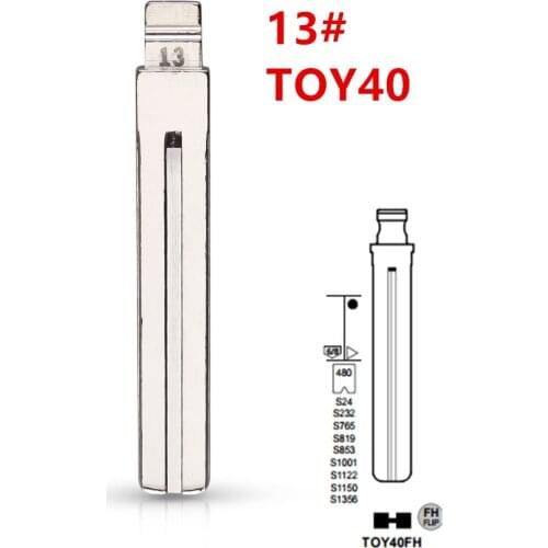 10pcs Uncut flip Metal key blade 13# TOY40 TOY48 Toy48FH for Lexus,Toyota IX35 for KD keydiy xhorse VVDI remotes universal No.13