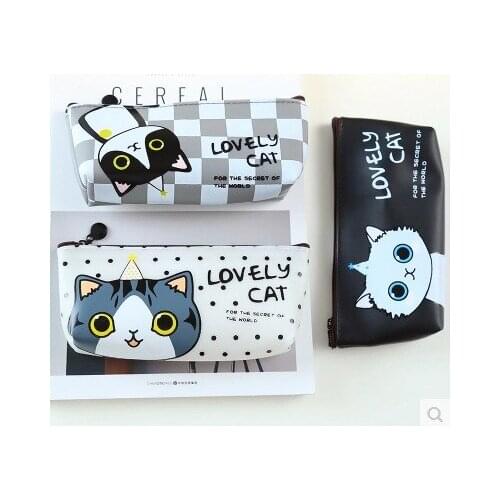 12pcs Kawaii Pencil Bag Cute Cat Pencil Pouch School Supplies Stationery Silicone Organizer Purse Korean Bag Student Gift Prizes