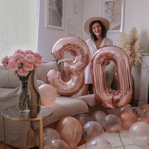 2pc 40 inch rose Gold Silver Aluminium Foil Number Balloons Birthday Wedding Engagement Party Decor Globo Kids Ball Supplies