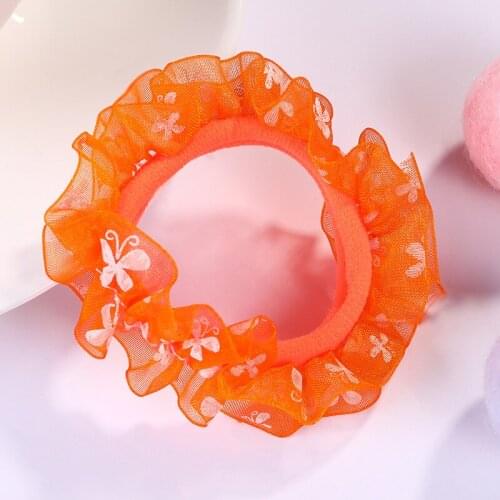 20Pcs Butterfly Ruffle Hairbands Women Headband Hair Scrunchies Hair Tie Accessories Ponytail Holder Elastic Bands Free Shipping