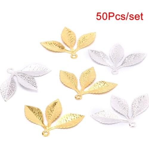 50pcs/lot Metal Filigree Leaf Wrap Connector Jewelry DIY Components Jewelry Accessory Bracelet 27x32mm