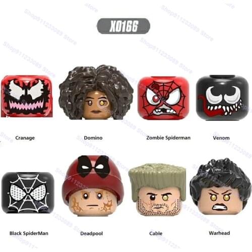 8pcs/lot Crange Domino Venom Deadpool Warhead Cable Building Blocks Bricks Superhero Dolls Action Figures Toys Children Gift