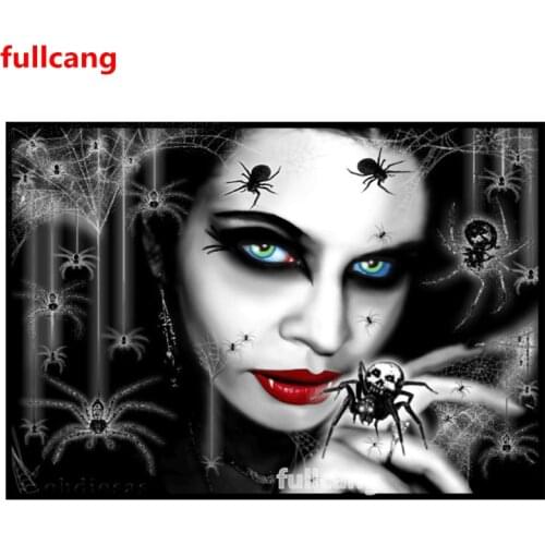 5D Diy Diamond Mosaic Spider Black Woman Gothic Art Diamond Painting Full Square Round Diamond Embroidery Portrait Lady,JX2154