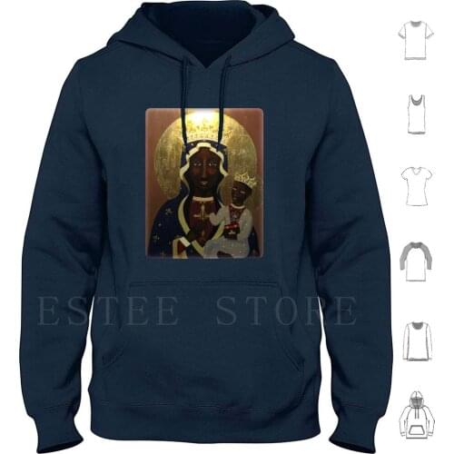 The Black Hoodies Long Sleeve Black Mary Virgin Jesus Our Lady Czestochowa Icon Christian Catholic Vodou Voodoo