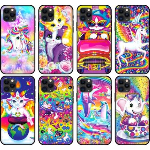Black tpu case for iphone 5 5s se 6 6s 7 8 plus x 10 cover for iphone XR XS 11 pro MAX case Fundas Lisa Frank Art Couqe
