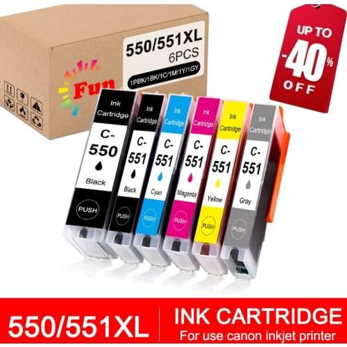 FUN printing 550 551 compatible ink cartridge for canon PIXMA MG5450 MG5550 MG5650 IP7250 IX6850 MG6650 MG6450 MX725 MX925
