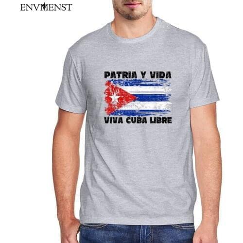 100 Cotton Viva Patria Cuba T-Shirt Vintage Oversized Men Tops Cuban Flag Graphic Mens Shirt Black Casual Short Sleeve Tees