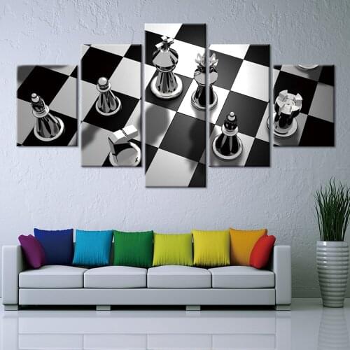 HD Prints Canvas Pictures Modern Wall Art 5 Pieces Chess Paintings Poster for Bedroom Home Decor Framework