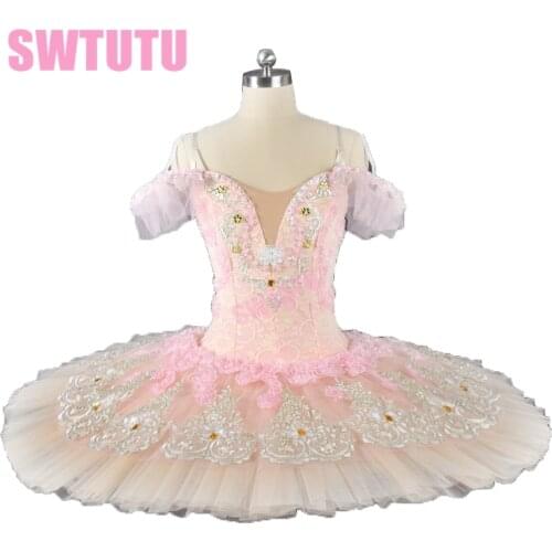 Adult classical ballet tutu with flowers adult pancake tutu paltter light pink peach professional ballet Tutu BT9028B