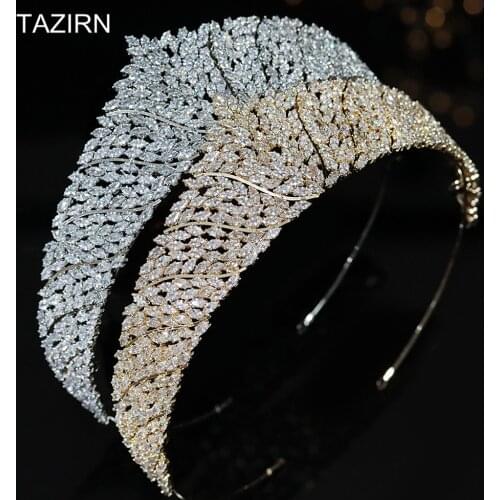 Classic Full Zircon Wedding Bridal Tiaras and Crowns Cubic Zirconia Pageant Hair Jewelry Headpieces for Quinceanera Dress