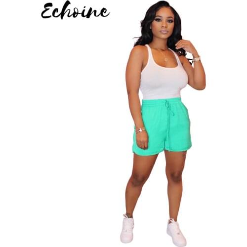 Echoine Summer Casual Solid Two Piece Set Tank Top Sleeveless T shirt Track Shorts Bodysuit Sports Daily Life Sweatshirt Fitness