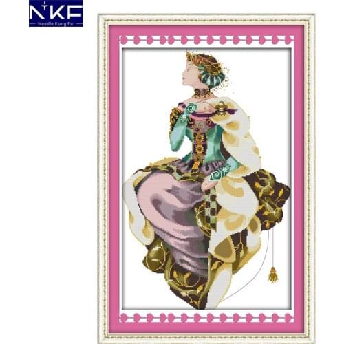 NKF Autumn queen figure style cross stitch Christmas stocking patterns needlepoint embroidery kit for home decoration