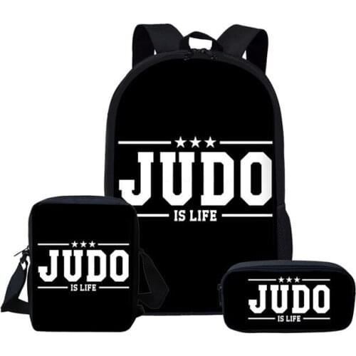 Letters i love judo Printing 3-piece set School Bags Set Custom pattern Backpacks for Junior Students Satchel Backpack Schoolbag