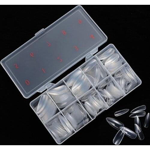 50% Hot Sale 500Pcs Transparent Round Tip Fake Art Nails Full Cover Acrylic Faux Fingernails
