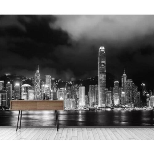 3d photo wallpaper custom mural European retro black and white night city background wall Home deco room wallpaper for walls 3 d