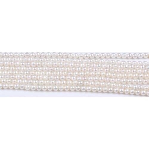 Natural White 6mm Freshwater Round Shape Loose Pearl beads strands