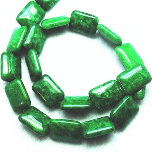 15 Inch Length Nature Green Jade Stone Loose Beads Jewelry Accessories Retangle Shape Square Shape Good Selling DIY Items