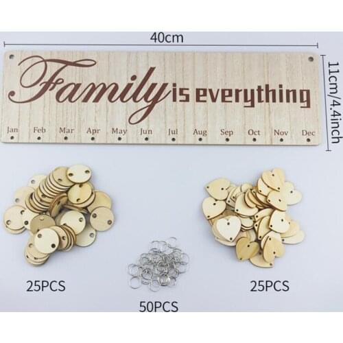 Natural Wooden Advent Calendars DIY Hanging Date Mark Decor Home Hangtag Birthday Reminder Board Birch Plaque Sign