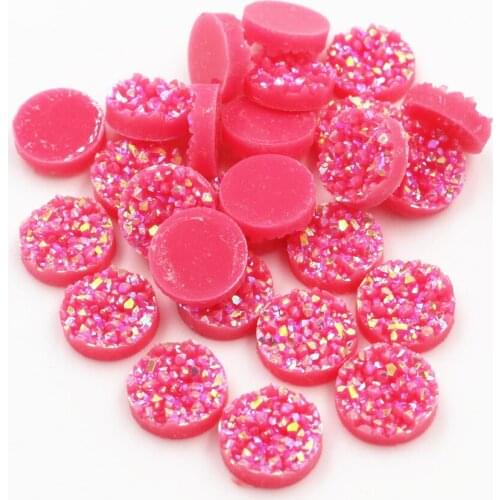 New Fashion 40pcs 12mm watermelon red AB Colors Natural ore Flat back Resin Cabochons For Bracelet Earrings accessories-V4-17