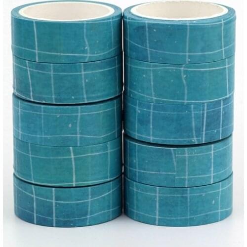 NEW 10pcs/Lot Decorative Blue Grid Basic Style Washi Tapes for Bullet Journal Scrapbooking Adhesive Masking Tape Cute Stationery