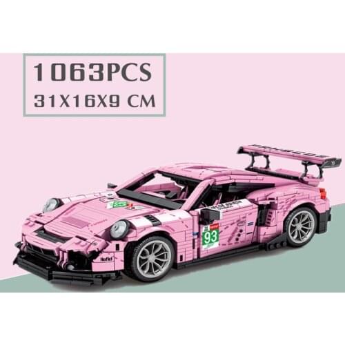 New 1063PCS GT-3 Pink Super Racing Car Mechanical Vehicle Toys Technical Building Blocks Bricks Birthday DIY Gifts Kid
