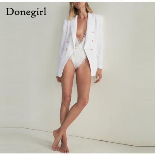 New womens jacket 2021 spring fashion all-match slimming solid color lapel pocket with double-breasted casual blazer chaquetas