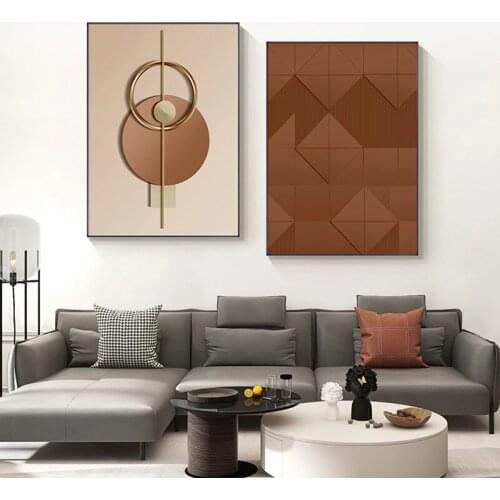 Luxury Geometric Abstract Wall Poster Print Home Decor Canvas Painting Minimalist Wall Art Pictures for Living Room Bedroom