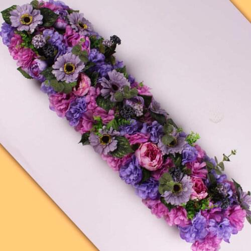 1M luxury Wedding Road Lead Flower Rose Lily Hydrangea Flower Combination DIY Arched Door Flower row Window T Stage Wedding Deco