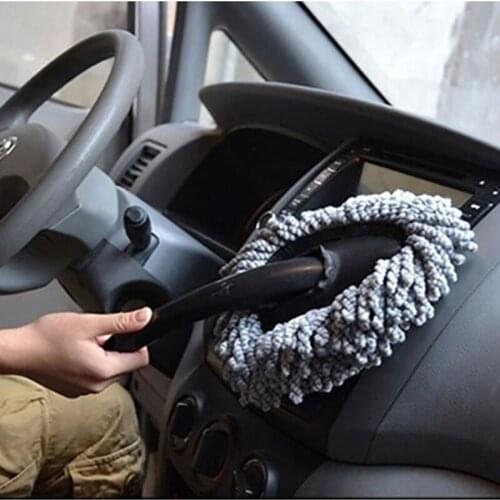 Car Cleaning Brush Microfiber Auto Window Wash Cleaner Long Handle Fabric Car Care Handy Washable Car Dirt Dust Cloth