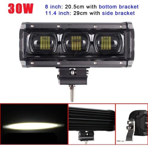 6D Led Light Bar 8" 30W Wide Spot Led Driving Work Light 12V 24V Lightbar Barra Led for Offroad Motorcycle Vehicle UAZ ATV UTV