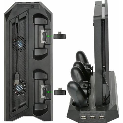 PS4 Slim Game Vertical Cooling Stand Cooler Fan with Dual Controller Charger Charging Station for Sony Playstation 4 PS4 Slim