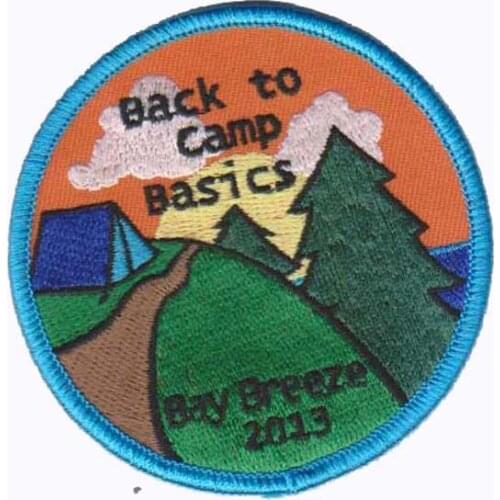 Back To Camp Embroidered Emblem Made by Twill with Merrow Border and PVC Backing Accept Custom MOQ50pcs Free Shipping
