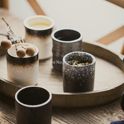 Japanese Korean Retro Simple Ceramic Tea Cup Stoneware Tableware Tea Water Cup Straight Cup
