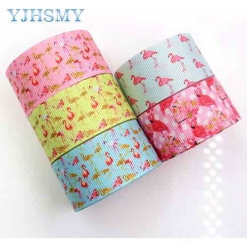 YJHSMY D-17811-712,10 yards,25 mm Flamingos Printed grosgrain ribbons,DIY handmade Hair accessories Material wedding gift wrap
